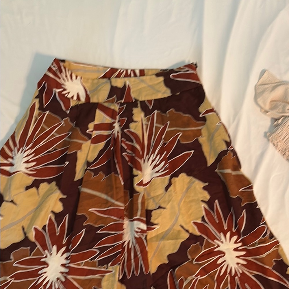 Merona Brown and Tan A-Line Midi Skirt with Tie Front